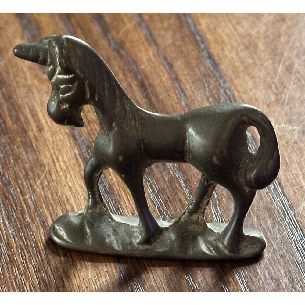 Vintage 2" Tall JB Brass Unicorn Figure